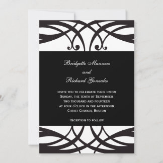 Invitations de mariage noir et blanc Art déco