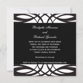 Invitations de mariage noir et blanc Art déco
