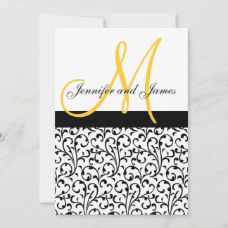 Invitations de mariage Noms de monogrammes jaunes