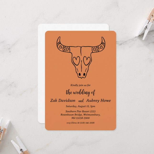 Invitations de mariage occidental boho moderne (Devant/Arrière en situation)