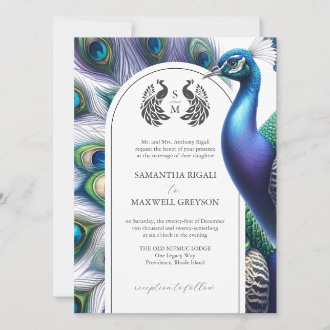 Invitations de mariage officielles de Peacock (Devant)