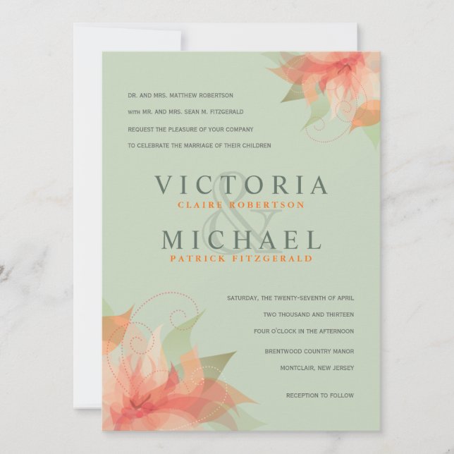Invitations de mariage officielles Sage Green et O (Devant)