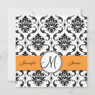 Invitations de mariage orange de Damas noir