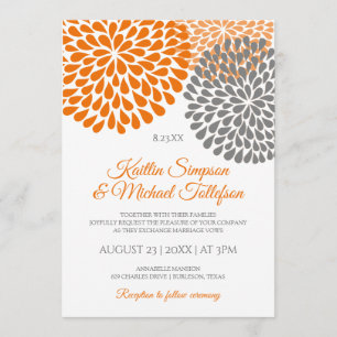 Invitations de mariage orange et gris Floral & A