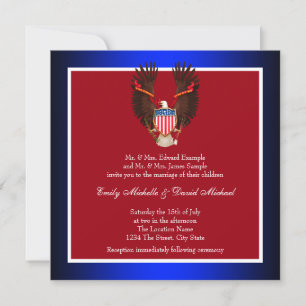 Invitations de mariage patriotique rouge, blanc et