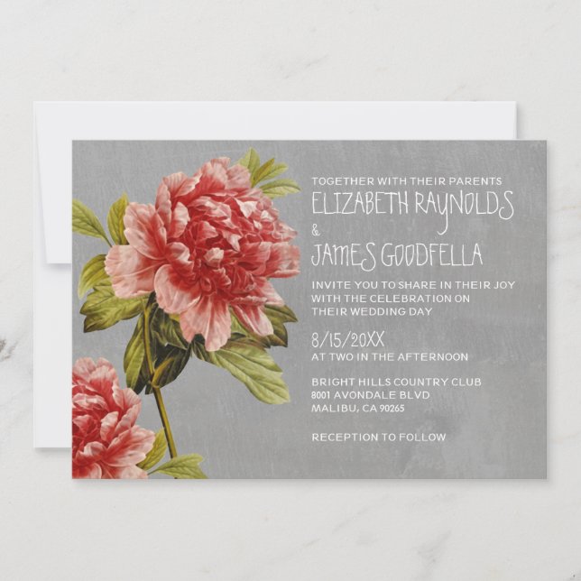 Invitations de mariage Peony (Devant)