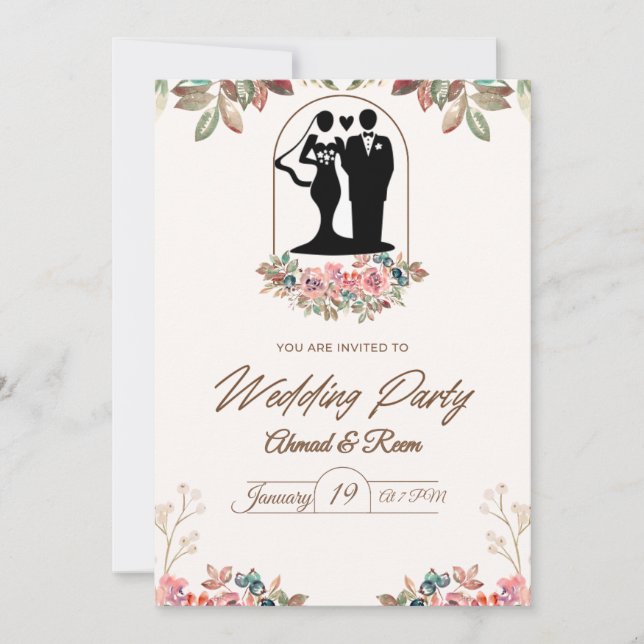 Invitations de mariage personnalisées avec votre p (Devant)