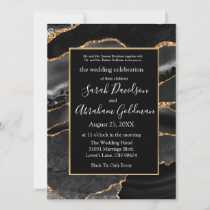 Invitations de mariage personnalisées Black Gold F