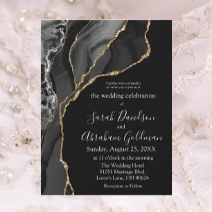 Invitations de mariage personnalisées Black Gold F