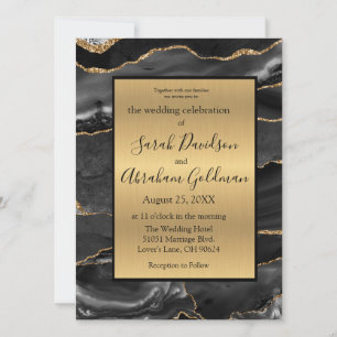 Invitations de mariage personnalisées Black Gold F