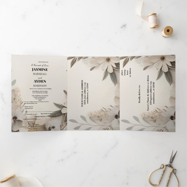 Invitations de mariage personnalisées élégantes (Intérieur)