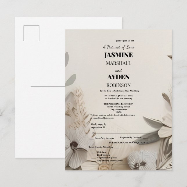 Invitations de mariage personnalisées élégantes (Devant / Derrière)