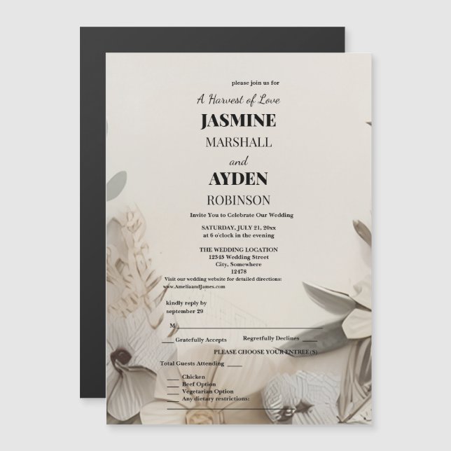 Invitations de mariage personnalisées élégantes (Devant / Derrière)