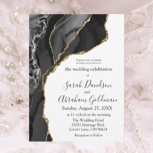 Invitations de mariage personnalisées en noir et b
