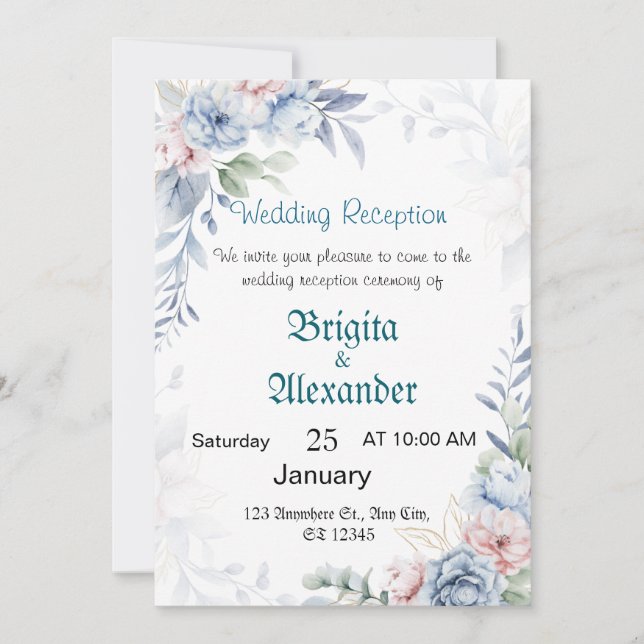 Invitations de mariage personnalisées florales (Devant)