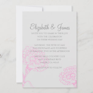Invitations de mariage personnalisées, rose et bla