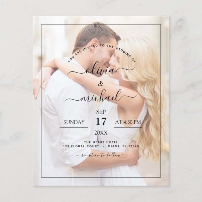 Invitations de mariage photo budget (Devant)