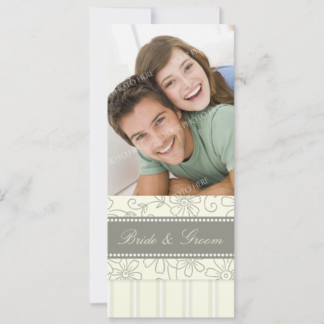 Invitations de mariage photo Grandes beiges et fle (Devant)