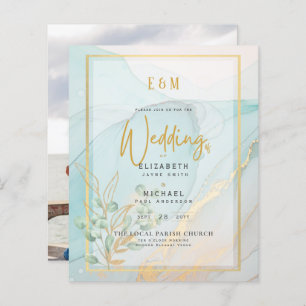 Invitations de mariage photo Lave-encre subtile nu