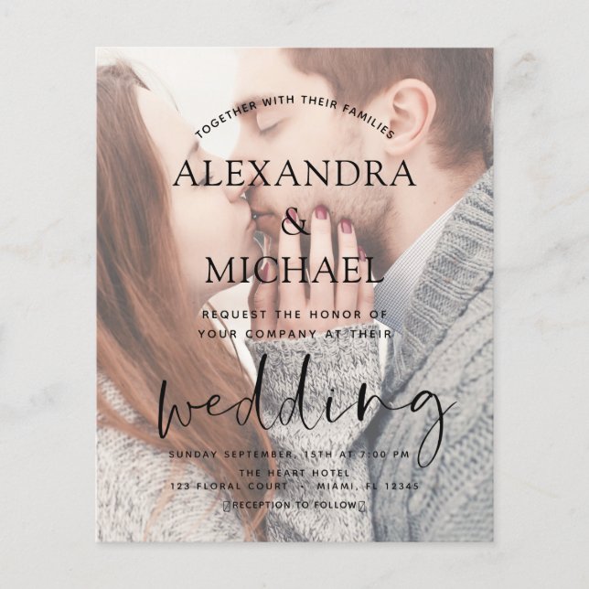 Invitations de mariage photo transparente du budge (Devant)