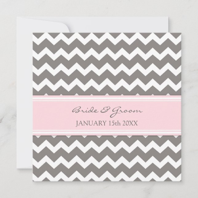 Invitations de mariage Pink Grey Chevron (Devant)