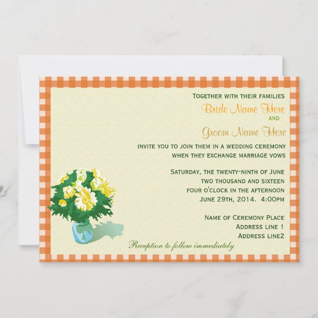 invitations de mariage, plaids de style pays (Devant)