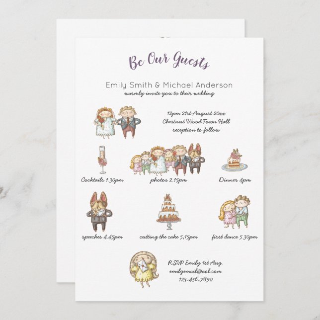 Invitations de mariage pour animaux capricieux (Devant / Derrière)