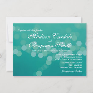 Invitations de mariage pour Aqua Blue Green Bokeh