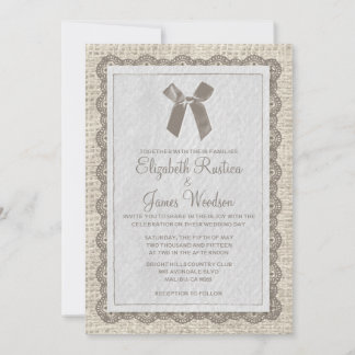Invitations de mariage pour Burlap dans le pays Br