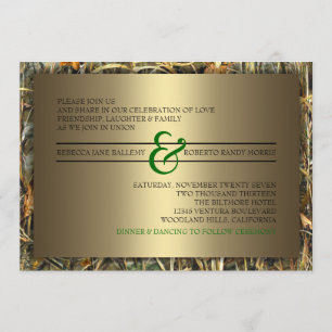 Invitations de mariage pour camo vert et or