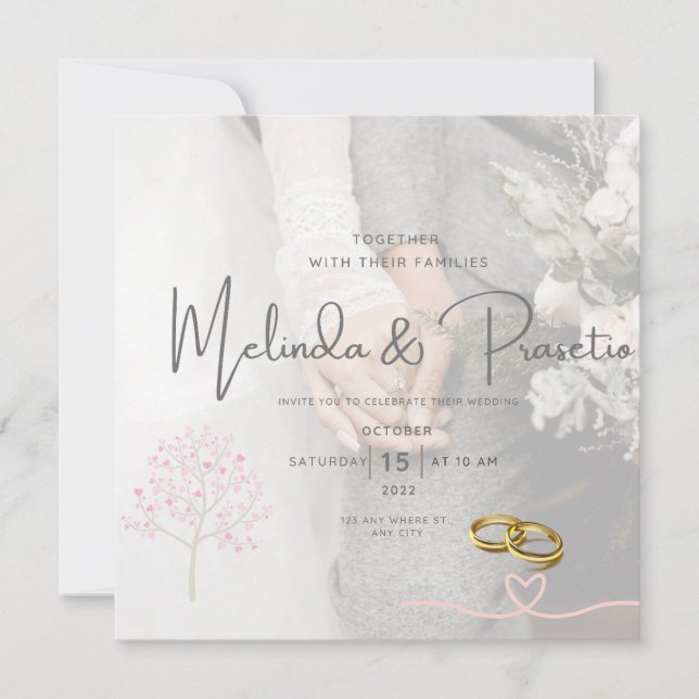Invitations de mariage pour flyer vert et blanc (Devant)