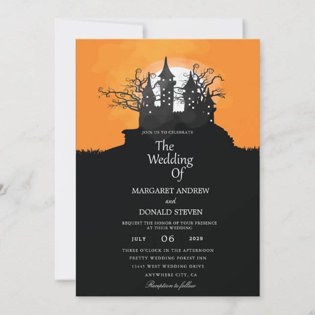Invitations de mariage pour la lune d'Halloween (Devant)