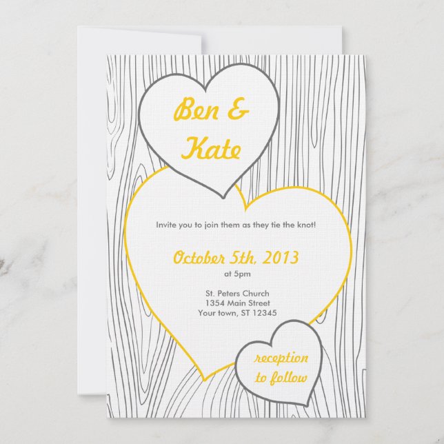 Invitations de mariage pour le grain de bois - Jau (Devant)