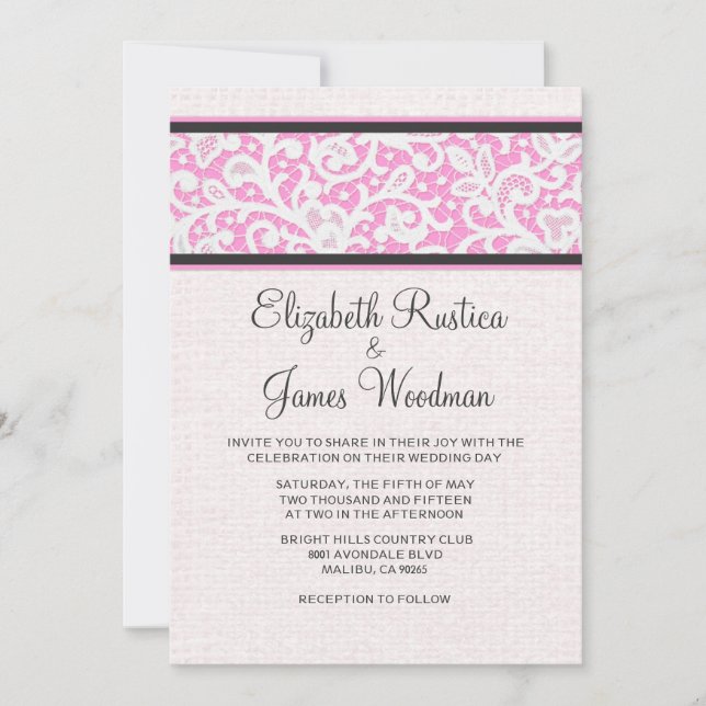 Invitations de mariage pour le noir rose et russe  (Devant)