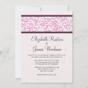 Invitations de mariage pour le noir rose et russe 