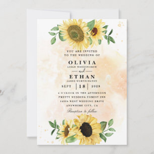 Invitations de mariage pour le tournesol Watercolo