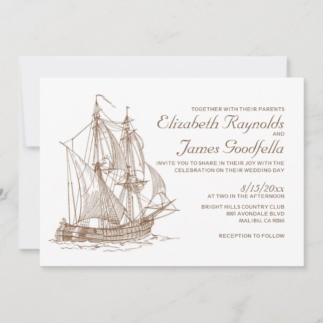 Invitations de mariage pour les anciens bateaux (Devant)