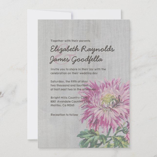 Invitations de mariage pour les chrysanthes Vintag (Devant)