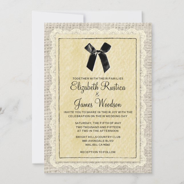 Invitations de mariage pour les Noirs et l'Or (Devant)
