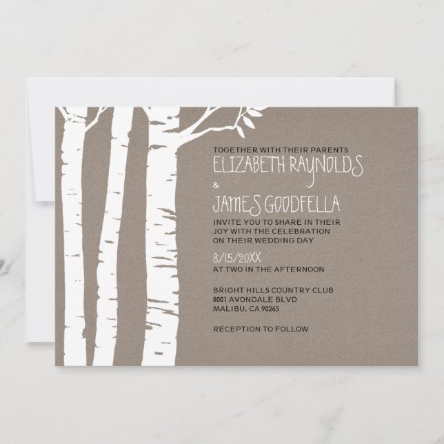 Invitations de mariage pour les oiseaux rustiques (Devant)
