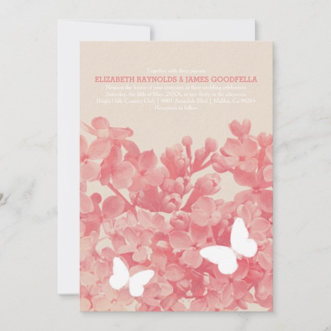Invitations de mariage pour les papillons élégants (Devant)