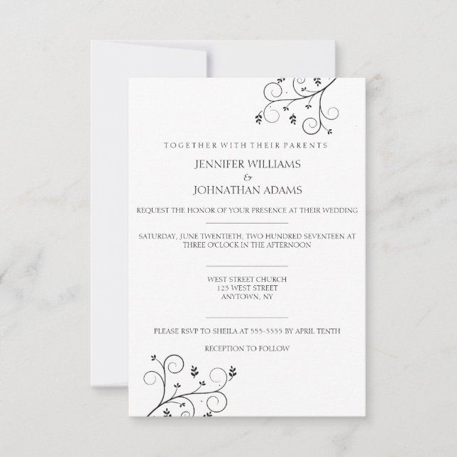 Invitations de mariage pour les vignes élégantes (Devant)
