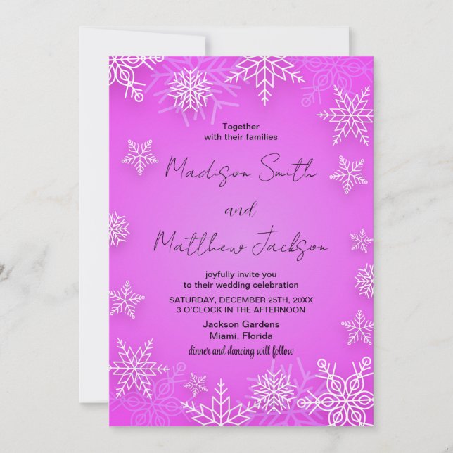Invitations de mariage pour neiges rose pâle (Devant)