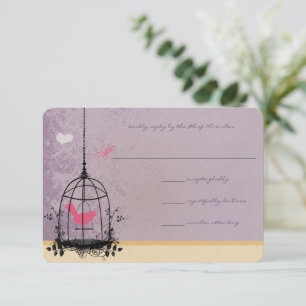 Invitations de mariage pour oiseaux roses et auber