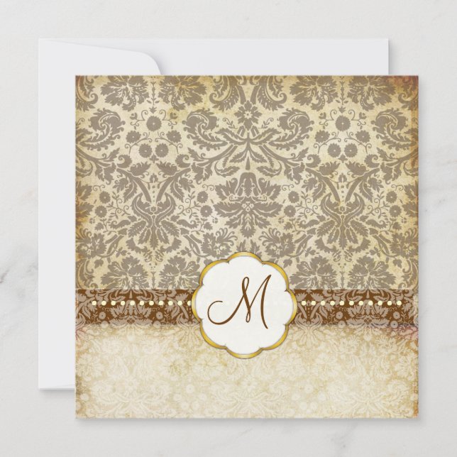 Invitations de mariage pour un monogramme de dente (Devant)