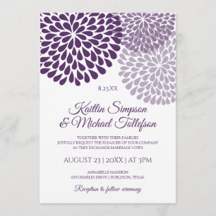 Invitations de mariage prune, violette et lavande