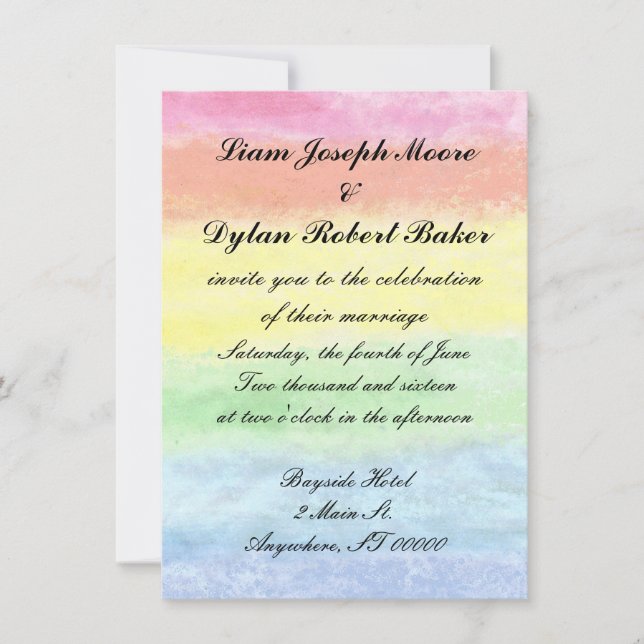 Invitations de mariage "Rainbow Watercolor" (Devant)