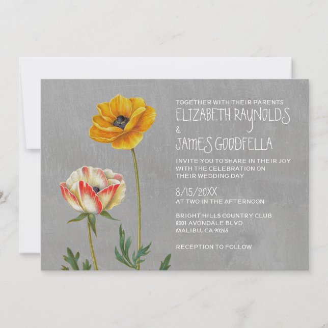 Invitations de mariage Ranunculus (Devant)