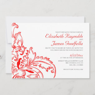 Invitations de mariage Red Flourish