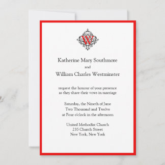 Invitations de mariage Red Monogram